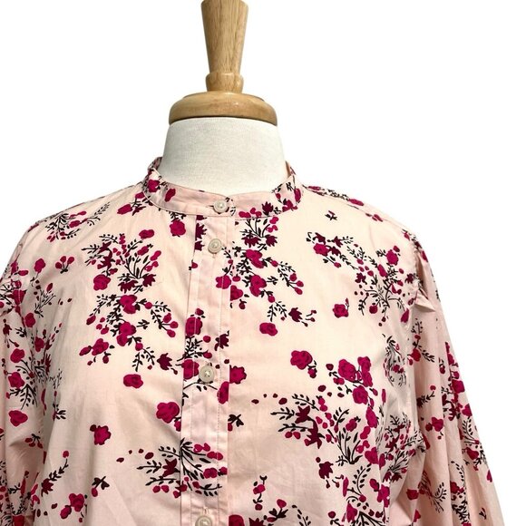 NWT J Crew Floral Puff Sleeve Button Up Shirt Classic Fit Preppy Pink size 20 - Picture 3 of 9